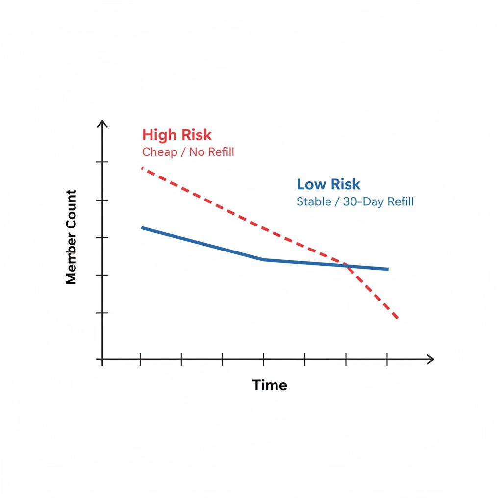 Diagram showing price vs. safety for Telegram members. High price equals low risk.