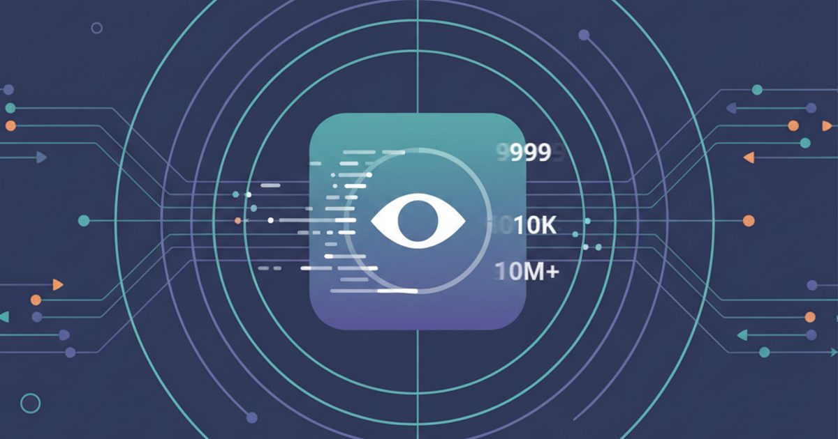 An illustration of a Telegram post with the view counter icon, showing numbers increasing as network lines feed into it, symbolizing how to get more views on Telegram posts.