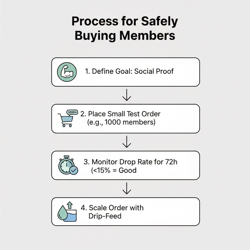 Flowchart for safely buying Telegram members.